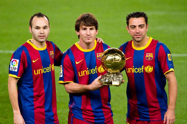 Andres Iniesta Lionel Messi Xavi Hernandez